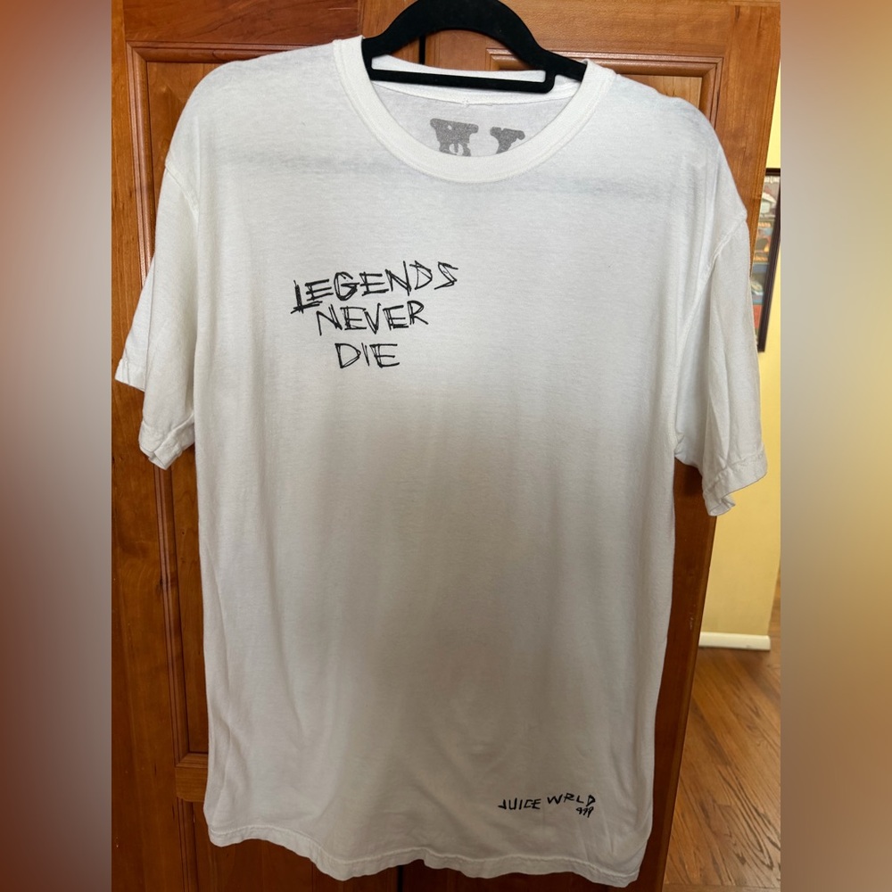 White Graphic T-Shirt - Legends Never Die Juice World 999